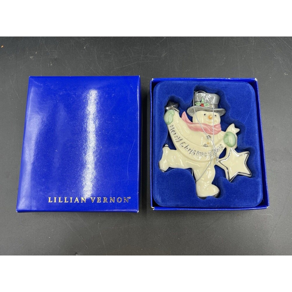 Vintage 2003 Lillian Vernon Snowman Christmas Ornament
